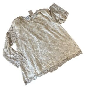 Gunit Fashions Ivory Lace Beaded Top‎ Women's 3X Vintage NWT Minor Flaws Formal